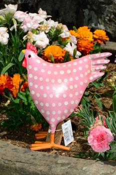 Huhn, bunt, Metall
