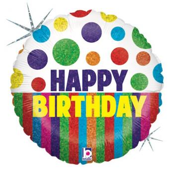 Ballon - Happy Dots Birthday Stripes