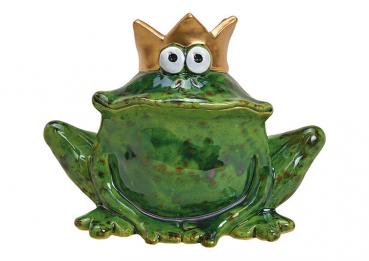 Froschkönig aus Keramik Grün (B/H/T) 17x13x10cm