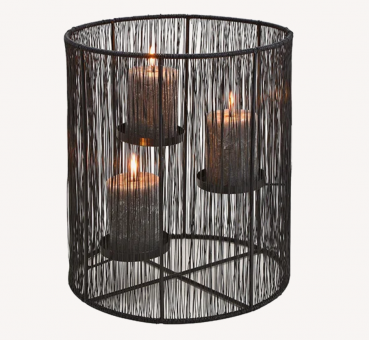 Kerzenhalter für 3er Kerzen aus Metall Schwarz (B/H/T) 28x37x28cm