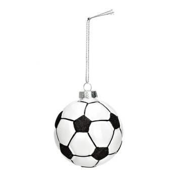 Weihnachtshänger Fußball aus Glas Schwarz, weiß Ø7cm