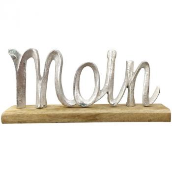 Moin, silber, Alu auf Holzsockel, 30x5x14 cm