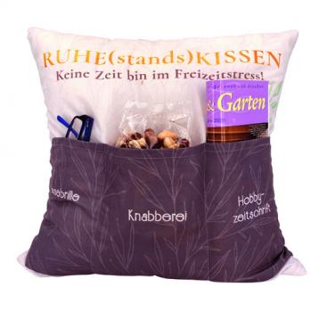 Kissen Sofahelden „Ruhestand“ mit Taschen