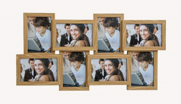 Fotorahmen für 8 Fotos in braun aus Holz/Glas, B58 x H30 cm