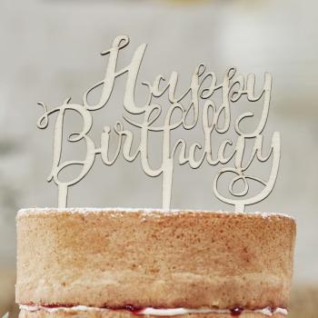 Cake Topper - Happy Birthday - Silber oder Gold