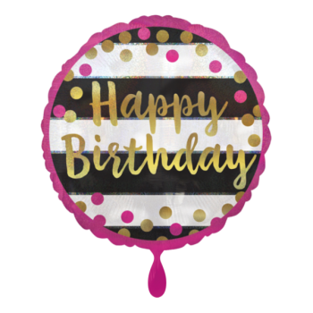 Ballon - Pink & Gold Happy Birthday