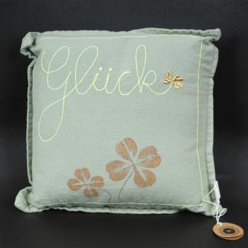 Mini Kissen "Glück" bedruckt und bestickt