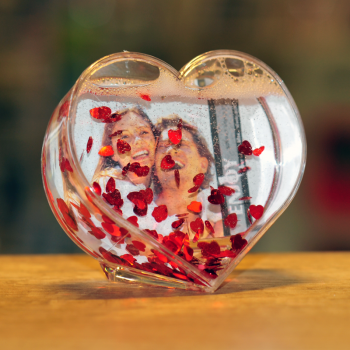 3D-Herz mit roten Folienherzen,  aus Acryl, für 1 Foto 9 x 9 cm