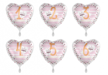 Zahlenballons Kinder 1., 2., 3., 4., 5., 6. Geburtstag "Hearts"