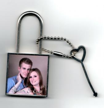 Liebesschloss mit eigenem Foto Hochzeit Schloss Namen Datum mit Herz-Schlüssel