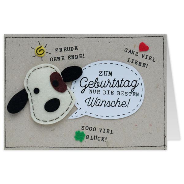 Grußkarte mit Filz »Zum Geburtstag nur die besten Wünsche!«