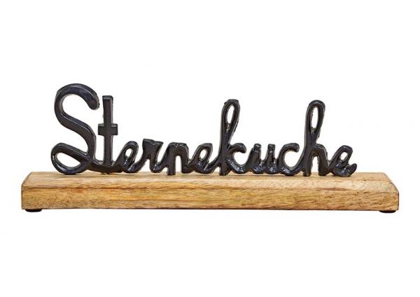 Aufsteller Schriftzug, Sterneküche, auf Holzsockel aus Metall Schwarz (B/H/T) 30x10x5cm