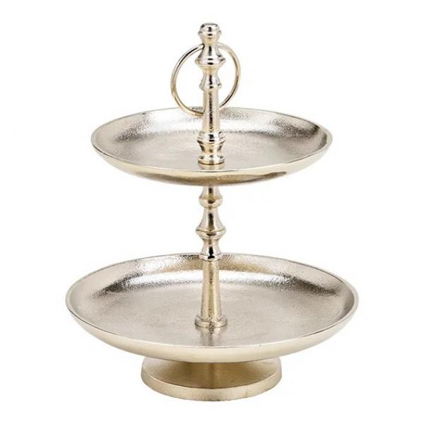 Etagere mit 2 Ebenen aus Metall Silber (H) 27cm Ø17/21cm