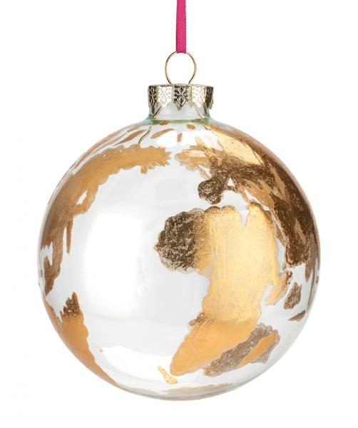 Hänger Weltkugel, Erde, Glas, transparent/gold