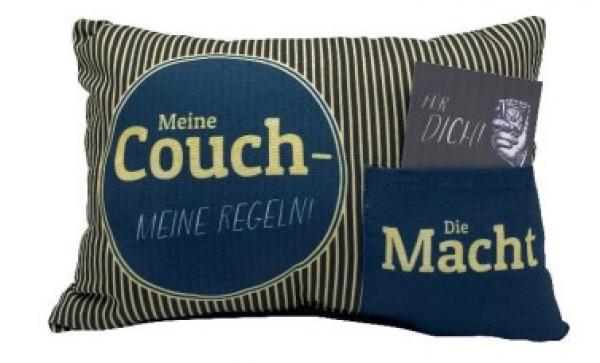 Geschenk-Kissen mit Karte, Meine Couch, meine Regeln