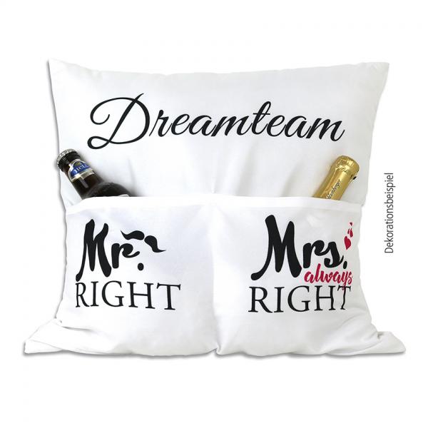 Kissen Sofahelden „Dreamteam“ mit Taschen Mr & Mrs (always) Right