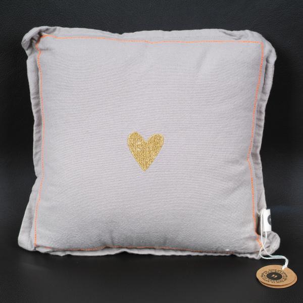 Mini Kissen "Goldenes Herz" bedruckt und bestickt