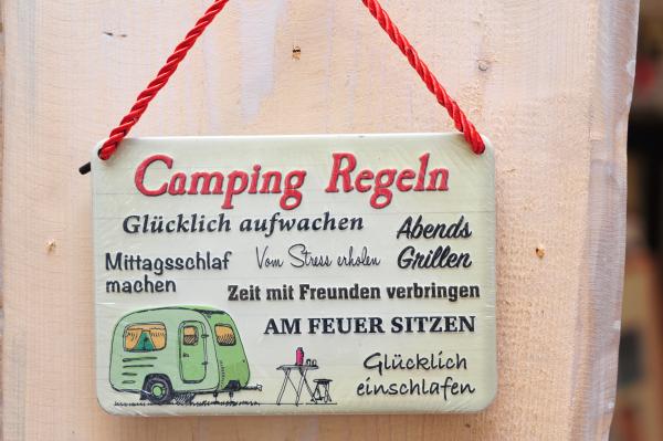 Blechschild Camping Regeln