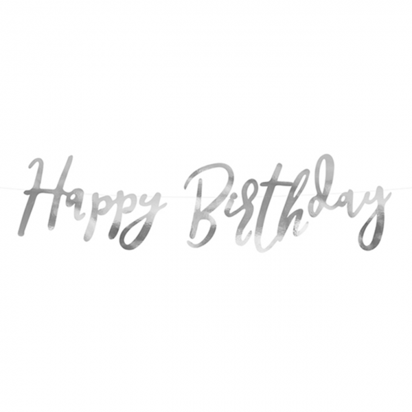 Bannergirlande - Happy Birthday - Silber