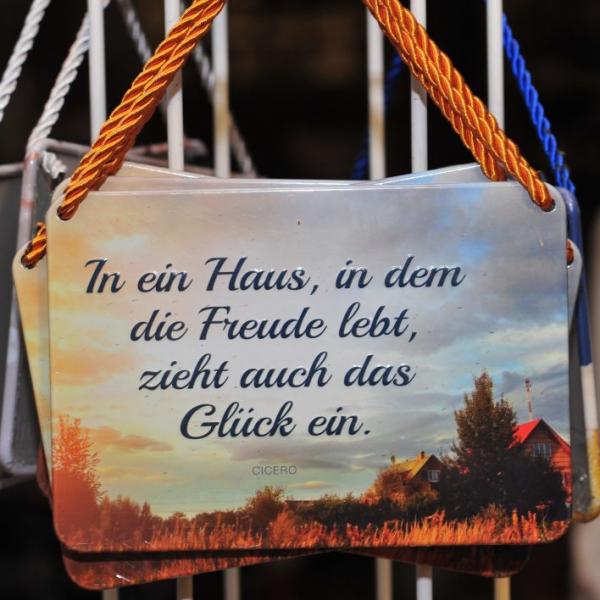 Blechschild Haus Freude & Glück