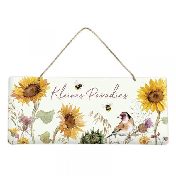 Blechschild Sonnenblumen kleines Paradies