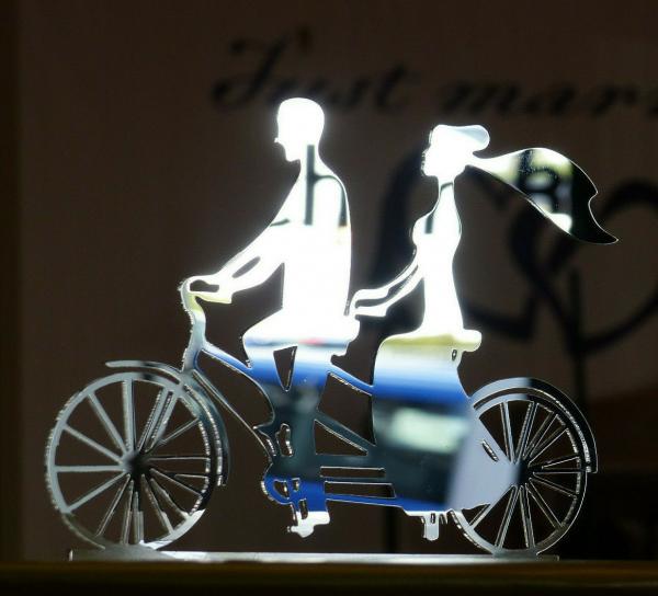 Caketopper Tortenfigur Tandem Hochzeit Torten Picker Fahrrad Brautpaar Married